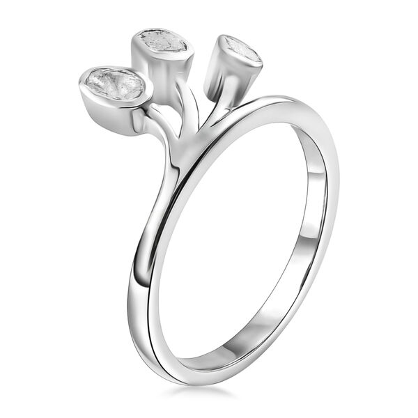 Handgearbeiteter Polki Diamant Ring 925 Silber Platin-&Uuml;berzug image number 4