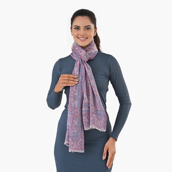 Luxuriöser Merino-Seide Jacquard-Schal, 70 x 200 cm, Lilac image number 3