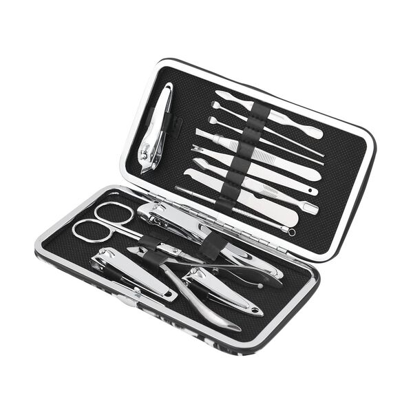 14er Set- kompaktes Manik&uuml;re Pflegeset aus PU-Leder, leopard schwarz wei&szlig; image number 5