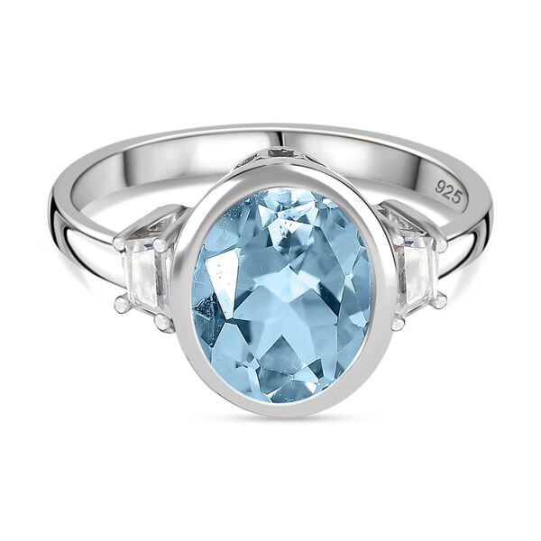 Himmelblauer Topas und Zirkon Ring - 3,14 ct.