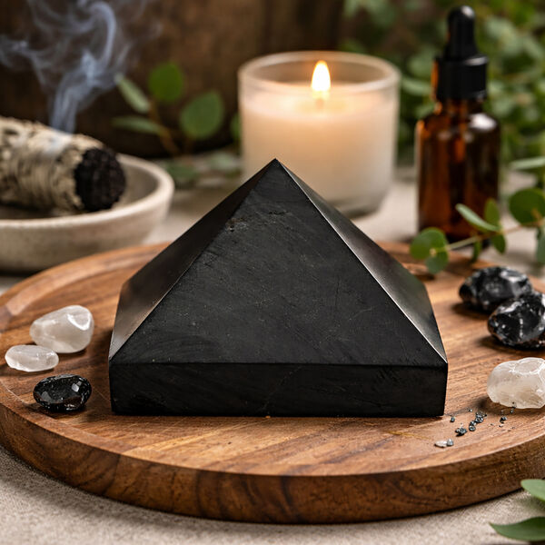 Shungit Pyramide 4 cm ca 30 g Schwarz image number 3