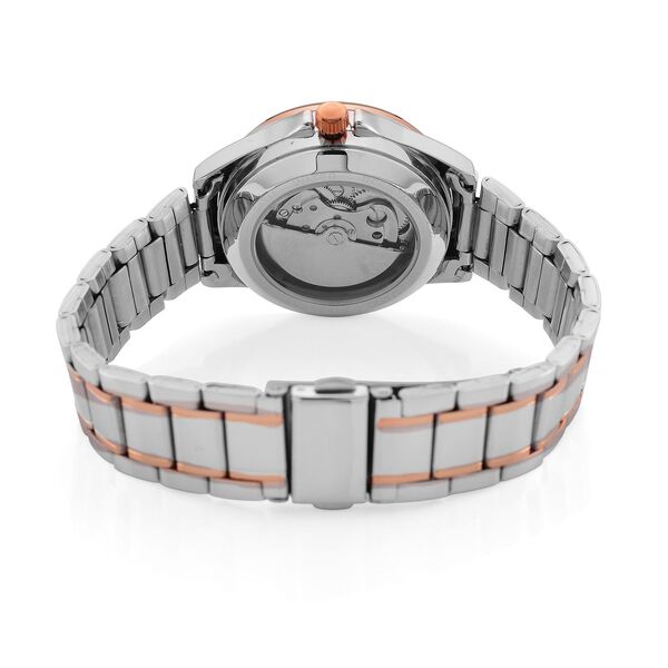 GENOA TIME V2 - Automatik-Armbanduhr, Mechanisches Uhrwerk, Edelstahlarmband, bicolor, Ros&eacute;farbenes Zifferblatt image number 7