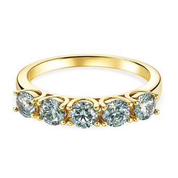 D'Joy blauer Moissanit Ring, 925 Silber vergoldet - 1,50 ct.