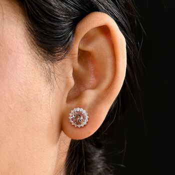 AAA Morganit, Wei&szlig;er Diamant Ohrringe 417 Gold ca. 3,51 ct.