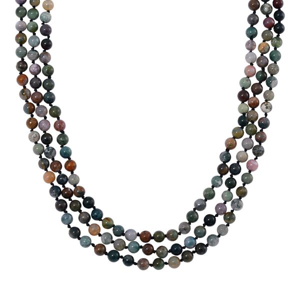 Dreilagige indische Achat-Halskette 150cm - 375 ct.