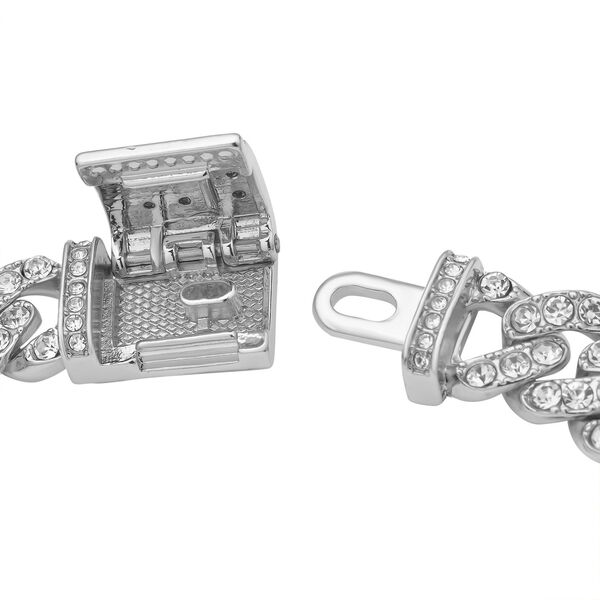 Wei&szlig;es Kristall-Armband, ca. 19 cm, silberfarben image number 4