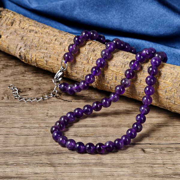 Afrikanische Amethyst Halskette, (5-7mm), ca. 45 cm, Edelstahl ca. 130.00 ct image number 2