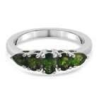 Natürlicher Chromdiopsid 5 Stein Ring 925 Silber platiniert (Größe 19.00) ca. 0,80 ct