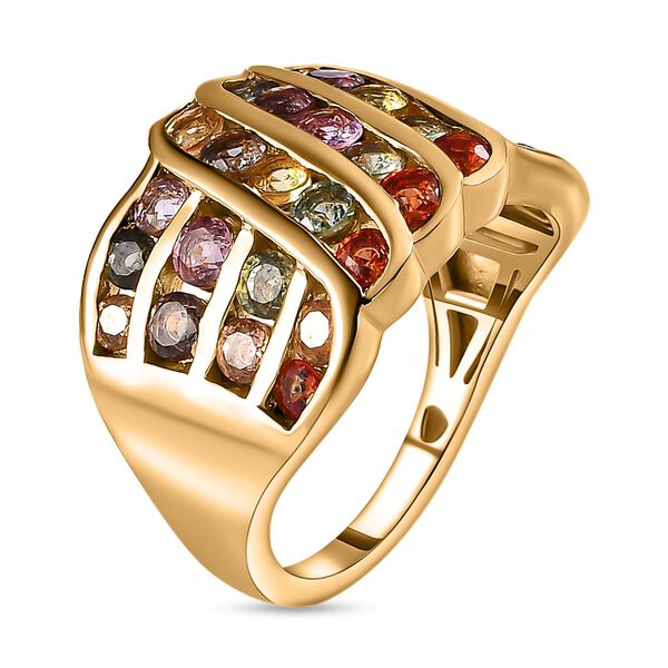 Regenbogen Saphir Ring, 925 Silber Gelbgold Vermeil (Größe 19.00) ca. 2.87 ct image number 5