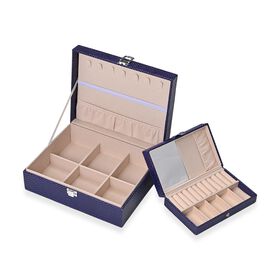 2er-Set Schmuckboxen mit Tierhautmuster, Blau