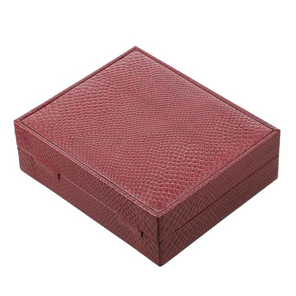 Echtleder Schmuckschatulle mit Eidechsen-Prägung, weinrot image number 8