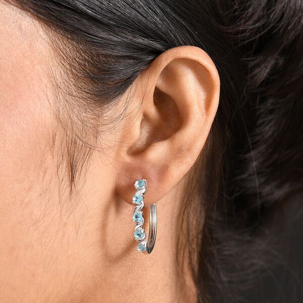 Djoy AA Betroka Blauer Apatit Meeresrauschen Ohrringe 925 Silber rhodiniert ca. 1.26 ct image number 3