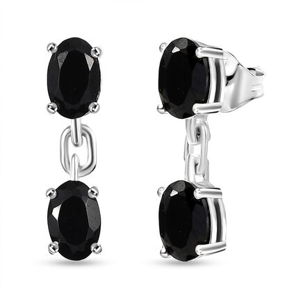 Schwarze Spinell-Ohrringe, 925 Silber ca. 2,40 ct