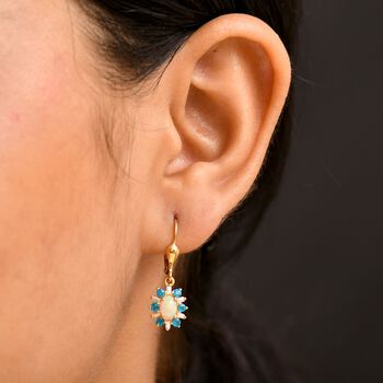 AA Nat&uuml;rliche, &auml;thiopische Welo Opal, Neon Apatit und Moissanit Ohrringe - 1,61 ct.