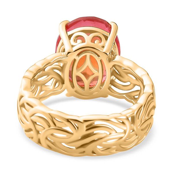 Padparadscha Quarz Triplette Ring 925 Silber 750 Gelbgold Vermeil (Größe 16.00) ca. 5.25 ct image number 6