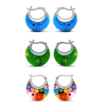 3er-Set Murano-Stil Huggie-Ohrringe