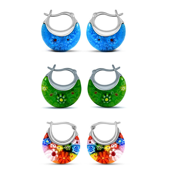 3er-Set Murano-Stil Huggie-Ohrringe image number 0