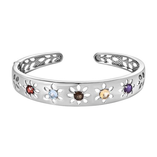Mehrfarbiger Edelstein Armreif ca. 19 cm Edelstahl ca. 2.61 ct image number 0