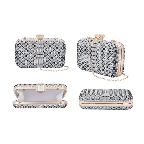 Clutch mit facettierten Kristallen, Schlangen Muster image number 7