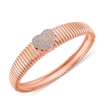 Wei&szlig;er Zirkonia Armreif ca. 19 cm Nickelfreies Messing, Ros&eacute;farben