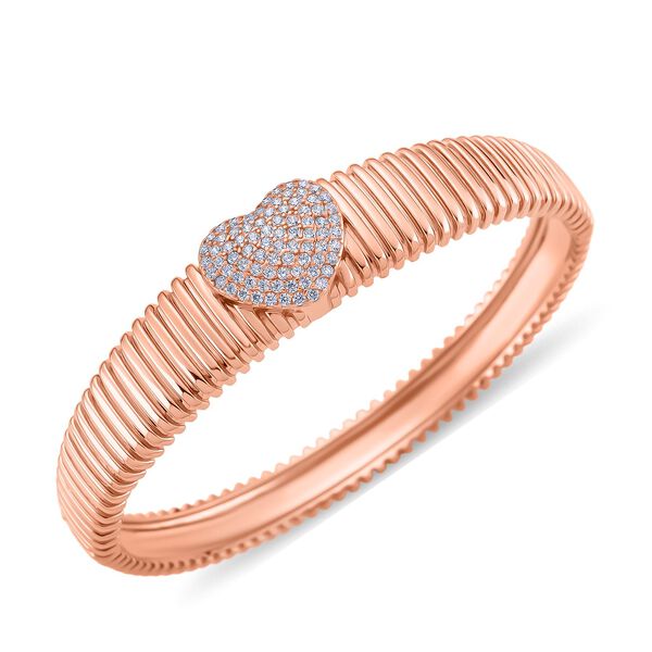 Wei&szlig;er Zirkonia Armreif ca. 19 cm Nickelfreies Messing, Ros&eacute;farben image number 3