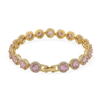 Rosa und wei&szlig;es Zirkonia 19cm Armband