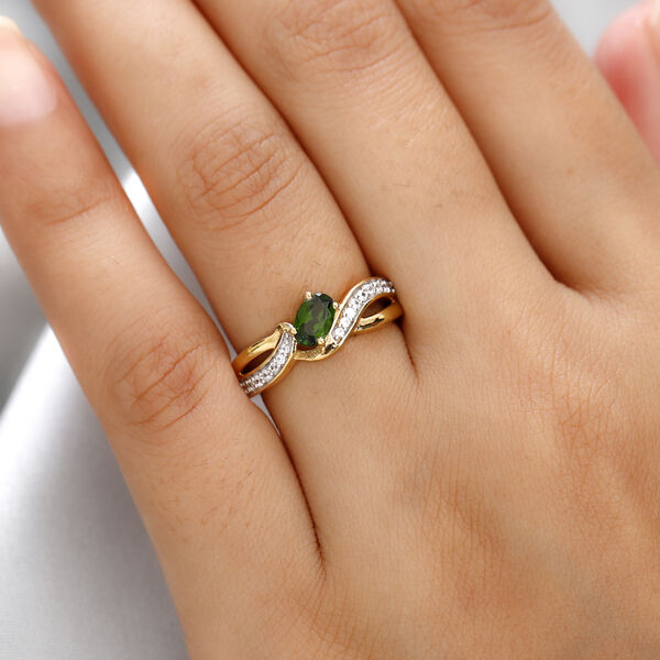 Natürlicher Chromdiopsid und Zirkon-Ring - 0,70 ct. image number 3