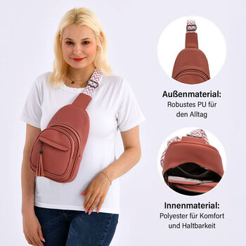 Rosa PU Brusttasche und LA MAREY Ombre Chiffon Seiden Schal