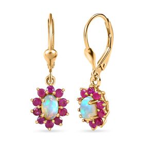 AA natürliche Welo Opal und afrikanische Rubin-Ohrringe- 1,91 ct.