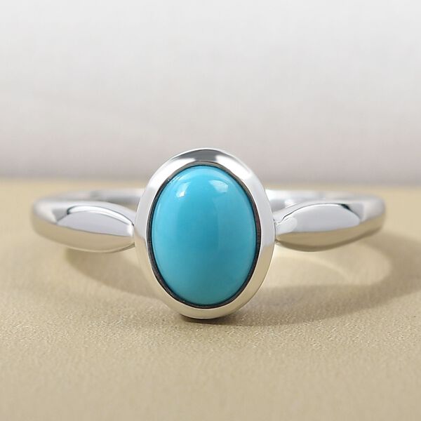 Amerikanischer, natürlicher Sleeping Beauty Türkis-Ring, 925 Silber platiniert  ca. 1,12 ct image number 2