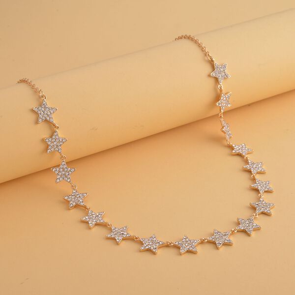 Weiße Kristall-Halskette in Goldton - 20 ct. image number 2