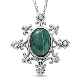 Malachit und Zirkon Anhänger mit 50cm Kette - 8,69 ct.