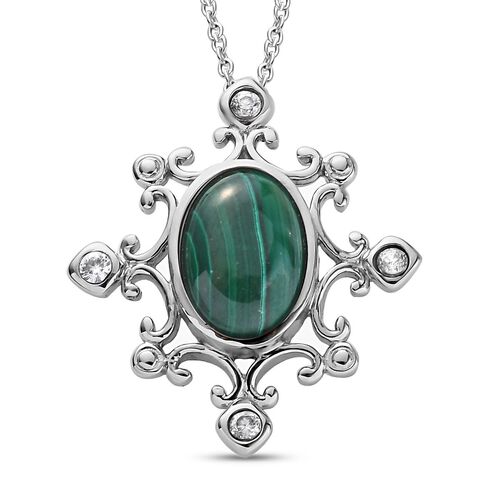 Malachit und Zirkon Anhänger mit 50cm Kette - 8,69 ct. image number 0