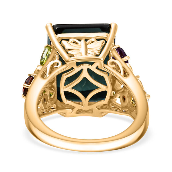 Farbwechsel-Alexandrit-Quarz-Triplette, Roter Granat Ring 925 Silber 750 Gelbgold Vermeil (Größe 17.00) ca. 13.65 ct image number 5