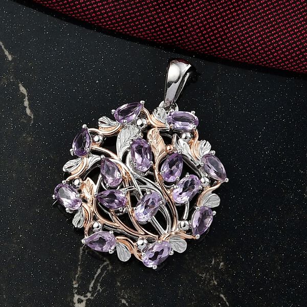 D'Joy AA Rose De France Amethyst Anhänger 925 Silber Überlagerung aus Roségold und Platin ca. 2,95 ct. image number 2