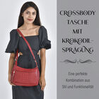 Crossbody Tasche mit Krokodilsprägung, Burgunder image number 7