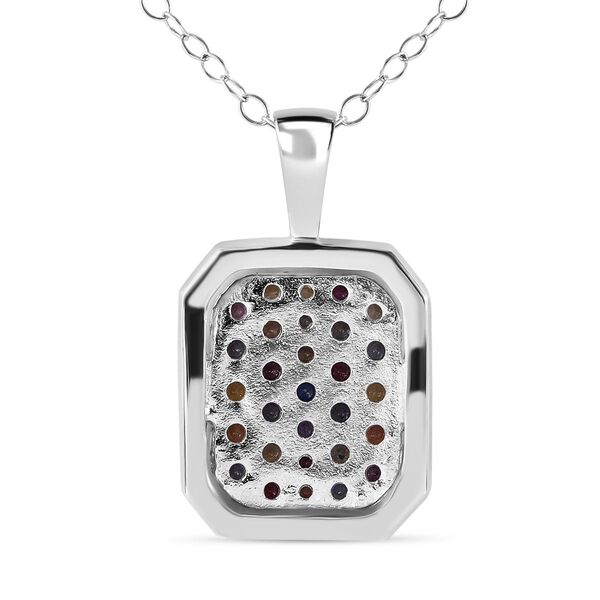 AA Regenbogen Saphir Anh&auml;nger mit Kette, 925 Silber platiniert ca. 1.57 ct image number 3