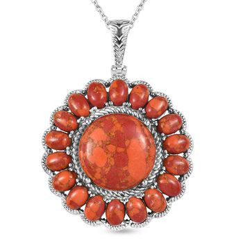 Orange Mohave T&uuml;rkis Anh&auml;nger mit 50cm Kette - 34,30 ct.