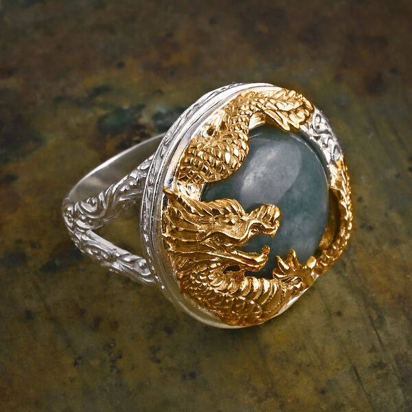 D'Joy Royal Bali EXTREM SELTEN - Nat&uuml;rlicher Olmek Jadeit Ring 925 Silber (Gr&ouml;&szlig;e 17.00) ca. 13.79 ct image number 1