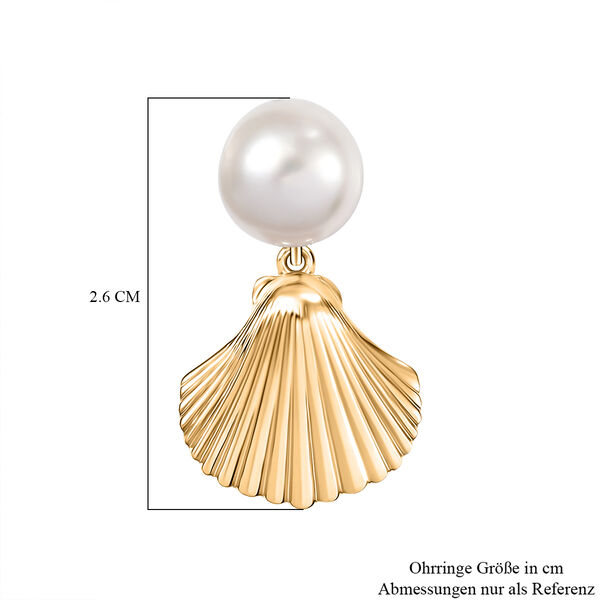 EVER TRUE S&uuml;&szlig;wasser Perle (8-10 mm) Ohrringe Nickelfreies Messing, Goldfarben image number 6