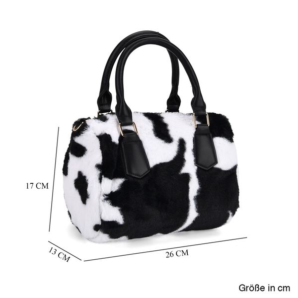 Crossbody Bag in Kuhfell-Optik, Schwarz-Weiß, 26x17x13cm image number 8