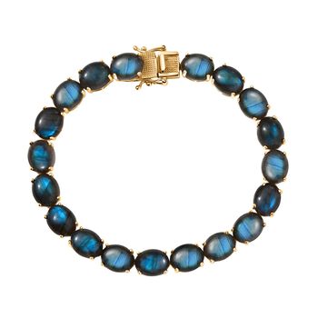 D'Joy AAA Labradorit Armband ca. 20 cm 925 Silber 750 Gelbgold Vermeil ca. 50.18 ct