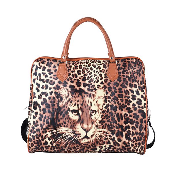 Handtasche mit Leopardenmuster, Braun
