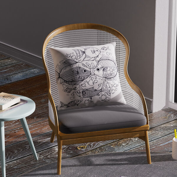 2er Set DIY Malen: Kissenbezug mit 8 Wasserfarbstiften, 45x45 cm, Fisch und Dino image number 3