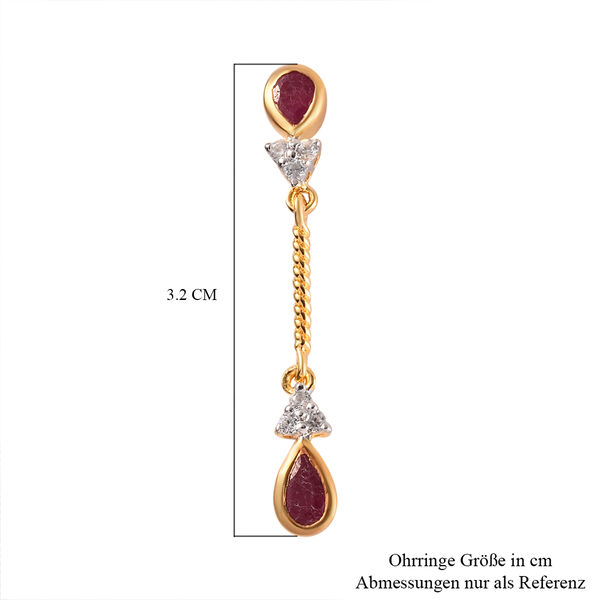 Afrikanische Rubin und Zirkon-Ohrh&auml;nger in Silber, 1,35 ct. image number 5