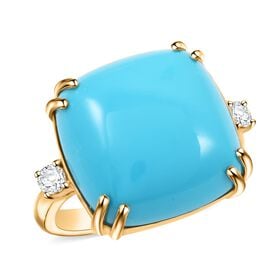LUXORO zertifiziert und geprüft AAA amerikanischer, natürlicher Sleeping Beauty Türkis und Diamant Ring in 417 Gold - 10,65 ct.