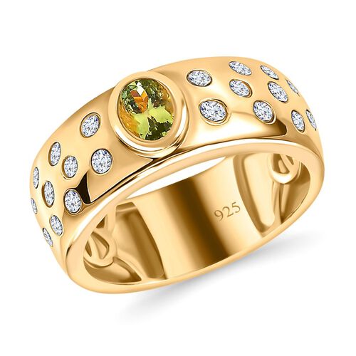 AA Calabar-Turmalin, Weißer Zirkon Ringe 925 Silber Gelbgold Vermeil (Größe 17.00) ca. 0.97 ct image number 4