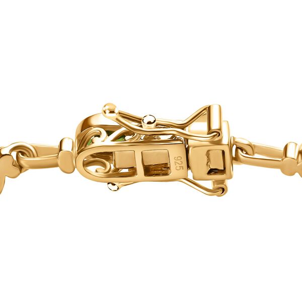 Nat&uuml;rliches Chromdiopsid Armband, ca. 20 cm, 925 Silber vergoldet ca. 5.12 ct image number 4