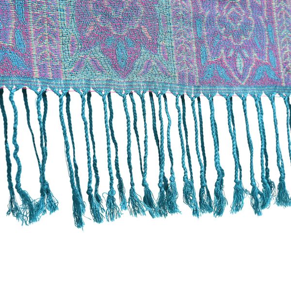 100% Viskose Paisley-Schal, T&uuml;rkis image number 3