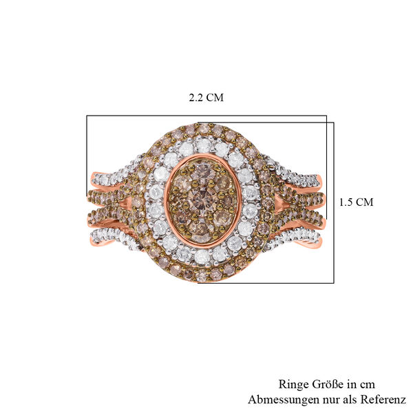 Nat&uuml;rlicher Champagner und wei&szlig;er Diamant-Ring - 1,04 ct. image number 5